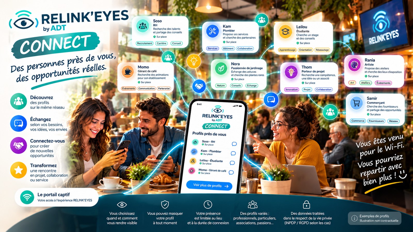 RELINK'EYES Connect : des profils présents dans le lieu, sur le même réseau, pour échanger, se connecter et transformer une rencontre en projet